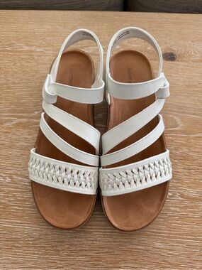 BareTraps White Woven-Strap Slingback Sandals